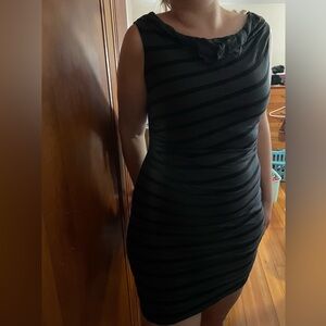 Loft black striped cowlneck dress business casual